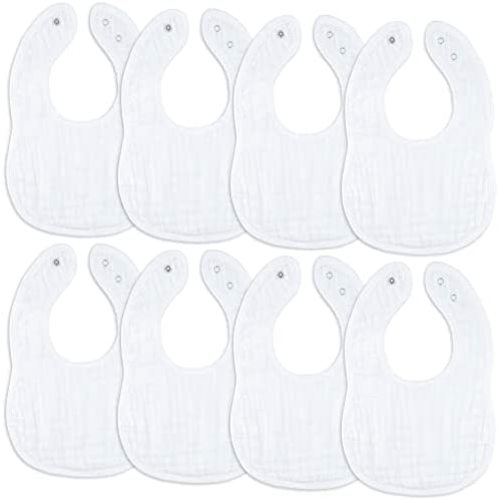 Comfy Cubs Muslin Baby Bibs, Drool Bibs, Adjustable with Easy Snaps, Teething & Drooling, Absorbent Bibs for Boys & Girls