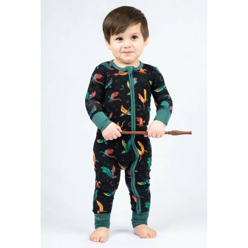 Dreamy Dragon Bamboo Zip-Up Baby Pajamas – Soft One-Piece for Babies & Toddlers, Dual Zipper, Fold-Over Feet, Organic and Hypoallergenic PJs