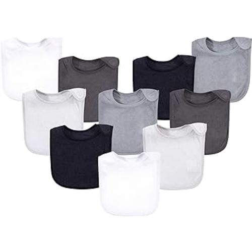 Hudson Baby Unisex Baby Rayon from Bamboo Terry Bibs, Black White, One Size
