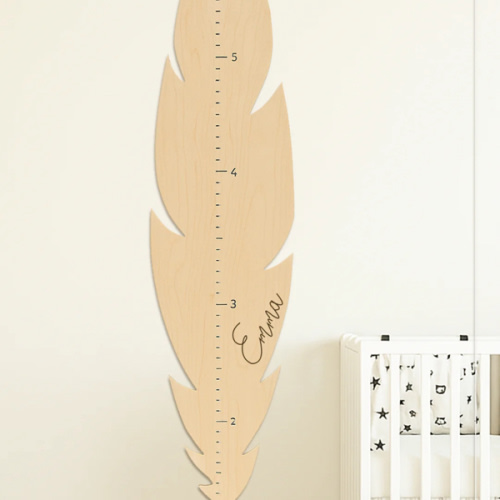 Personalized Wooden Feather Growth Chart Height Ruler