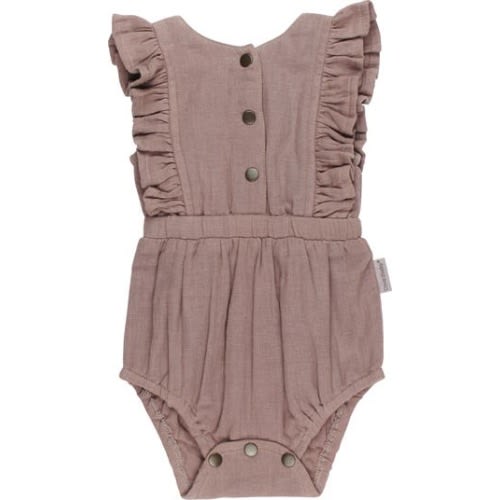 Ruffle Organic Cotton Gauze Romper, 3-6M