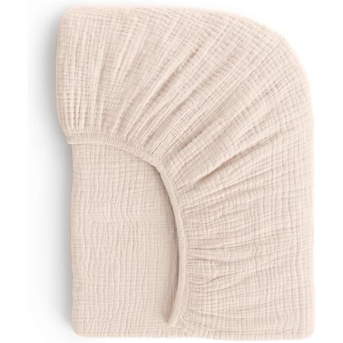 Muslin Crib Sheets, 100% Organic Cotton, Breathable and Ultra-Soft, Standard Crib Sheet Mattress (28"x 52") for Girls and Boys, Neutral Fitted Baby Crib Sheet (Wheat)