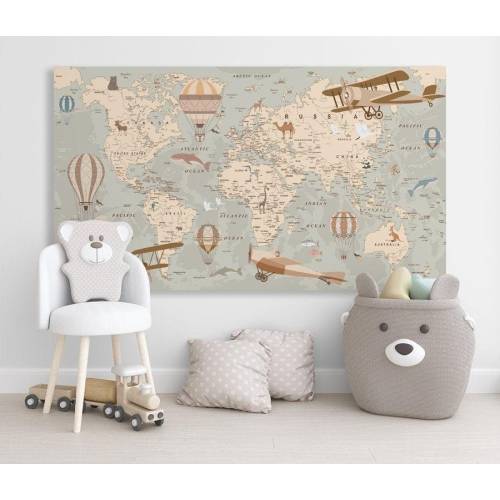 Nursery world map canvas Kids world map decor Kids map print world map wall art kids room decor
