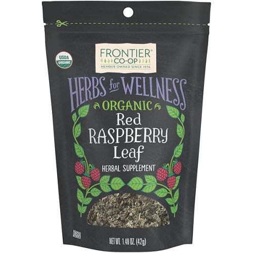 Frontier Co-op Organic Cut and Sifted Red Raspberry Leaf 1.48oz - For Red Raspberry Leaf Tea, Cafe, Restaurant Supply and More - Naturally Caffeine Free