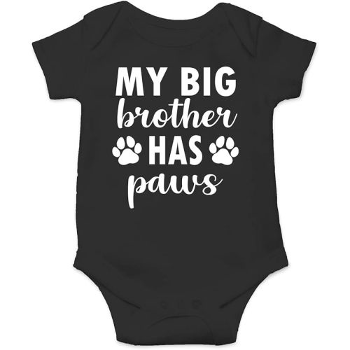My Big Brother Has Paws - And Then There Were Four Funny Cute Infant Creeper, One-Piece Baby Bodysuit - Black - 6 Months
