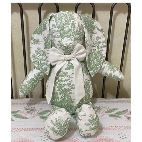 Toile Stuffed Bunny or Bear, Personalized Stuffed Animal - Just Baby Designs
