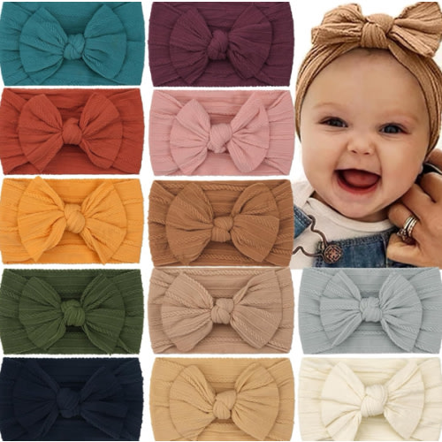 CÉLLOT Super Stretchy Soft Knot Headbands with Hair Bows Head Wrap Hair Accessories For Newborn Baby Girls Infant Toddlers Kids