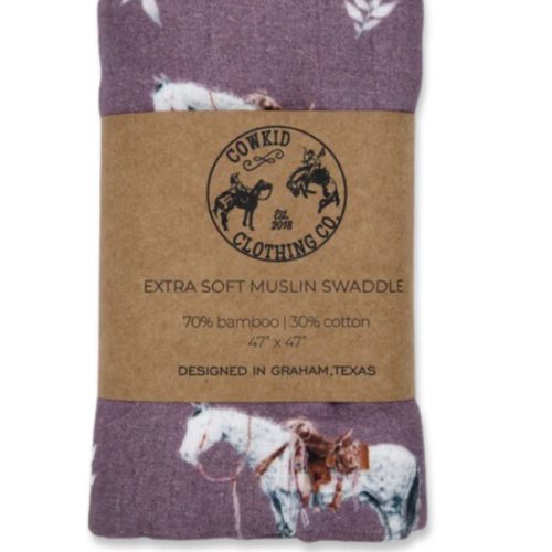 Mauve Ranch Horse Bamboo Muslin Swaddle – Cowkid Clothing Company