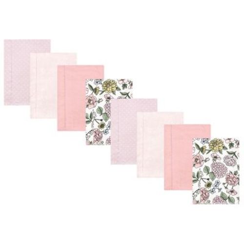 Hudson Baby Girls Cotton Poly Flannel Burp Cloths 8-Pack, Purple Dainty Floral, One Size