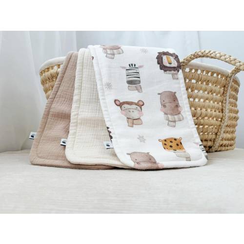 Three-layered burp Cloths, Burp Rags, Organic Cotton Burp Cloths, Baby Boy Gift, Feeding Cloths, Beige Nursery Accessories