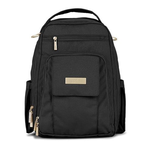JuJuBe Diaper Bag, Travel Backpack with Portable Changing Pad, Stroller Hooks & Pockets for Baby Bottles, Diapers, Pacifier, Wipes, Snacks, & Daily Essentials, Mommy Carrier, Be Right Back - Black - Black Chromatics