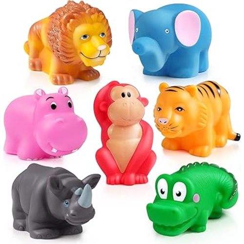 LotFancy Bath Toys for Kids Ages 1-3, 7PCS Mold Free Baby Bath Toys for Toddlers, No Holes Wild Animal Bathtub Toys