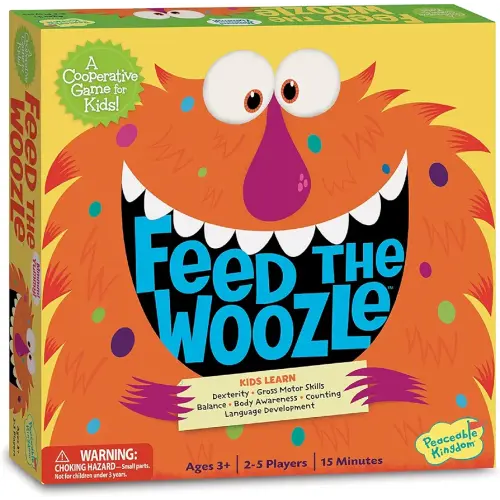 Peaceable Kingdom Feed The Woozle Cooperative Game for 2 to 5 Kids Ages 3+ - Learn Social Skills While Completing Physical Challenges