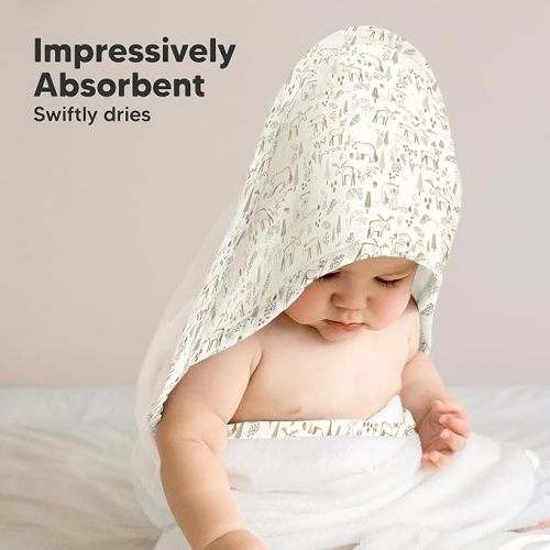 KeaBabies Hooded Baby Towel for Newborn - Viscose Derived from Bamboo Large Baby Bath Towels with Hood for Boys, Girls, Toddler, Extra Absorbent & Soft Newborn Bath Essentials (Wildwood)