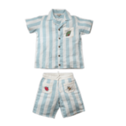 Ladybird Set - Striped Shirt & Shorts with Embroidery