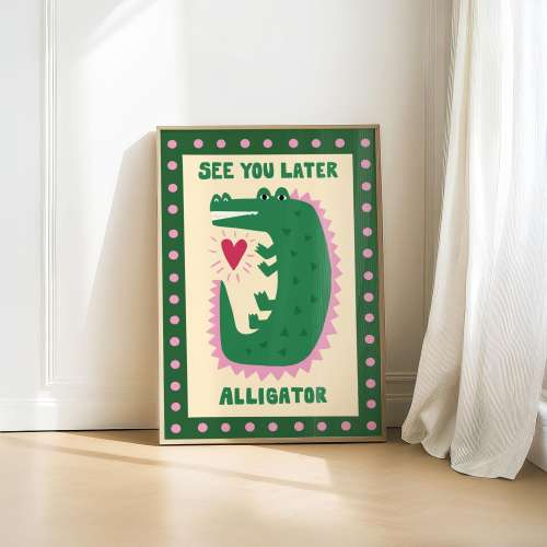 See You Later Alligator Print, Entryway Decor, Kids Room Art, Nursery Animal Print, Crocodile Poster, Playroom Art, Children Bedroom Print