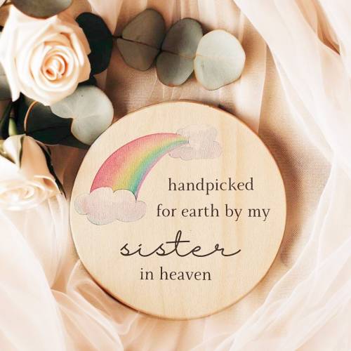 Handpicked For Earth By My Sister in Heaven Sign, Rainbow Baby Gifts For Mom, Pregnancy Announcement, Newborn Sign for Hospital
