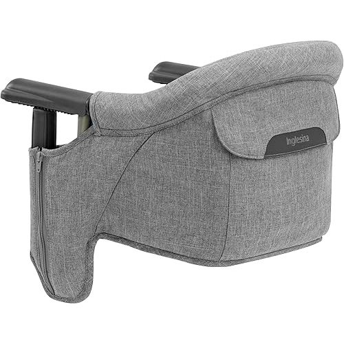 Inglesina Fast Table Chair, Stone Gray Melange - High Chair for Babies & Toddlers 6-36 Months - Fits Tables 0.8'' to 3.35'' Thick - Collapsible, Portable Design - includes Travel Bag - BPA Free