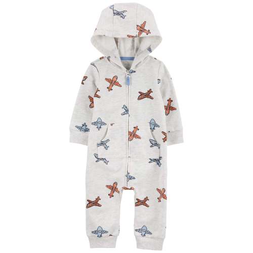 Baby Airplane Zip-Up Long-Sleeve Jumpsuit - Grey - Carter's | Carter's