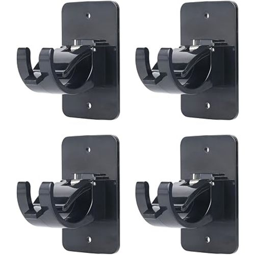 4Pcs Self-adhesive Curtain Rod Clips, Universal Plastic Curtain Rod Clips, No Drilling,for C urtain Rods up to 40mm (black) (Curtain Rod Not Included)