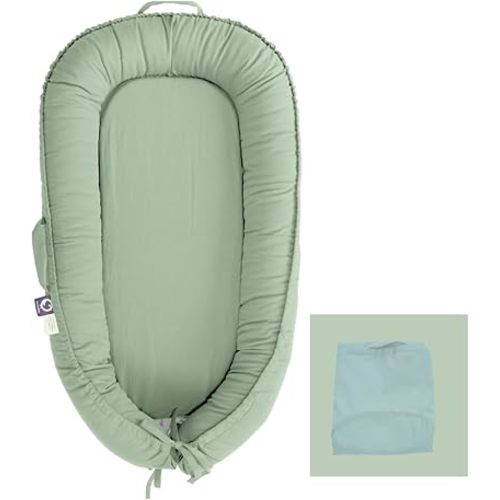 Infant Lounger Cover, 100% Organic Cotton, Newborn Essentials, Baby Gifts | Cover Only (Spring Green)
