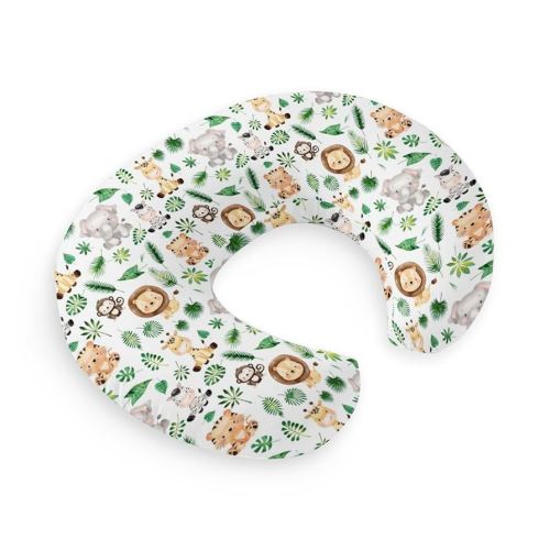 HawSkgFub Safari Jungle African Animal Plant Nursing Pillow Cover Baby Boy, Tropical Palm Leaf Elephant Lion Tiger Giraffe Breastfeeding Pillow Slipcover, Nursing Pillowcase Newborn Infant, Cover Only