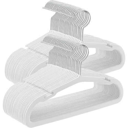 SONGMICS Baby Hangers 50 Pack, 11 x 6.9 Inches, Kids Hangers for Closet, Non-Slip Velvet Hangers, Childrens Hangers, Space-Saving Clothes Hangers, Wide Shoulder Notches, Cloud White UCRF037W01