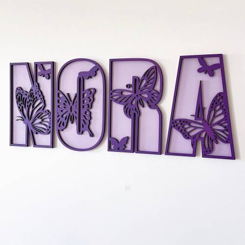 Name sign, nursery name sign, butterfly name sign for kids room, cut out name sign, layered name sign, retro butterfly aesthetic, custom kid