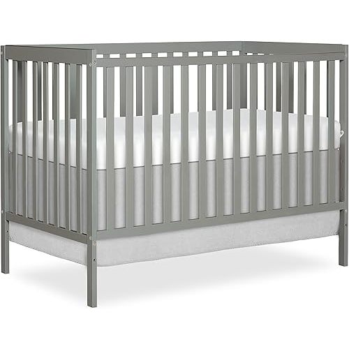 Dream On Me Synergy 5-In-1 Convertible Crib In Cool Grey, JPMA & Greenguard Gold Certified, Constructed out of solid reclaimed New Zealand Pine wood, Features 3 mattress height settings