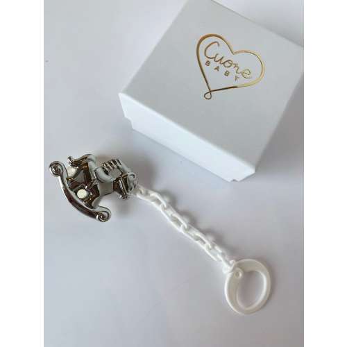 Silver pacifier clip. Silver plated pacifier holder. Baby gift. New born gift. Christening gift. Baby shower gift. luxury baby