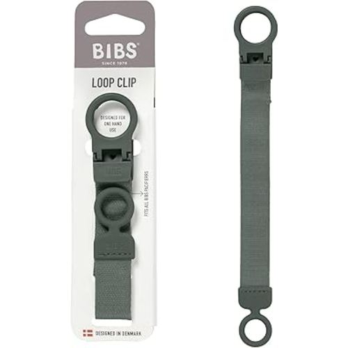 BIBS Loop Pacifier Clip - Sleek, Secure One-Handed Operation, Fits All BIBS and Most Brands, Machine Washable, Slim Profile for Comfort, Ages 0+ - Pine