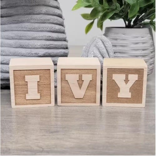 Personalized Wooden Name Blocks Custom Engraved Alphabet Baby Name Letters for Nursery Décor, Baby Shower Gifts, and Kids&#39; Room Decorations