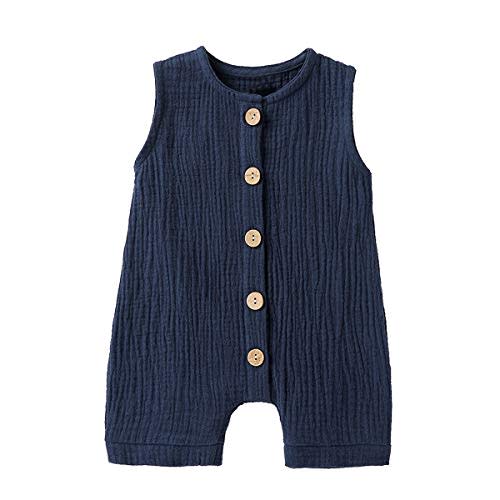 Cecobora Infant Newborn Baby Boys Girls Cotton Linen Romper Summer Jumpsuit Sleeveless Overalls Clothing Set