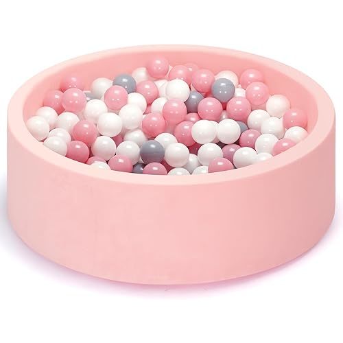 Foam Ball Pit with Soft Memory Sponge, 35.5 Inches Diameter for Babies, Toddlers, Kids, Easy to Set and Clean, Balls are Not Include