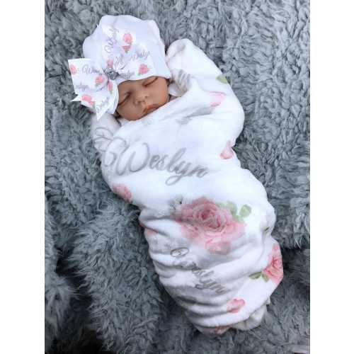 Baby Blanket with name, Baby Girl Coming Home Outfit, Swaddle Blanket, Baby Girl Outfit, Personalized blanket for baby girl Baby Shower Gift