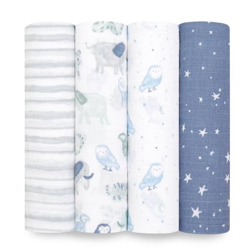 aden + anais essentials 4pk Cotton Muslin Swaddle Blankets - Time to Dream