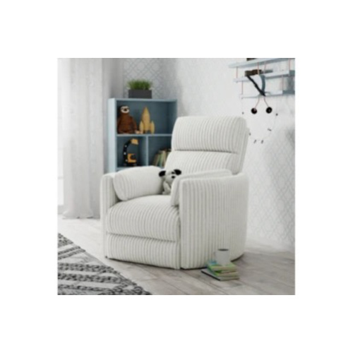 Rayna Ivory Plush Nursery Channeled 40" Power Swivel Glider Recliner With USB Port | Living Spaces