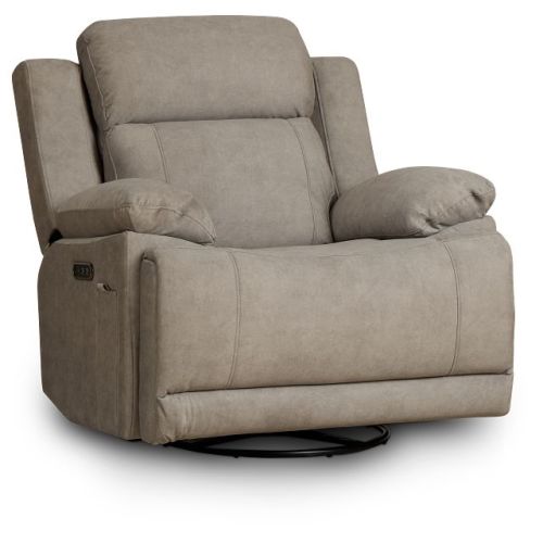 Benson Beige Micro Power Swivel Glider Recliner