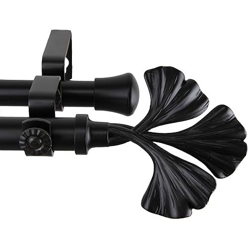 Rod Desyne Fortune Double Curtain Rod, 66 to 120-Inch, Black