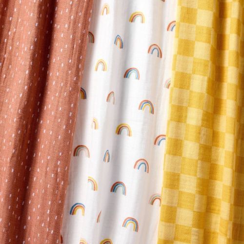 Muslin Swaddle Baby Blanket - Rainbows - 3pk - Cloud Island™