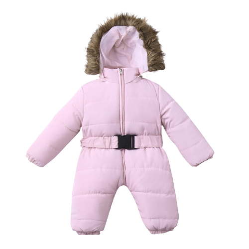 Bjutir Winter Baby Boy Girl Warm Romper Snowsuit Warm Thicken Coat Hooded Jumpsuit Pink Size 0-3 Months
