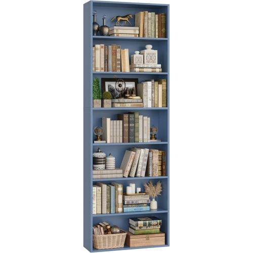 FACBOTALL 82" Tall Bookshelf, 7-Tier Open Shelves Bookcase, Freestanding Display Storage Shelves, Tall Bookcase Home Decor Furniture for Home Office, Living Room, Bedroom, Blue