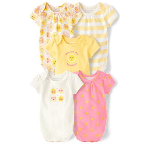Baby Girls Sun Bodysuit 5-Pack - White
