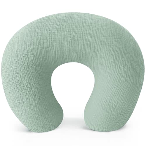 Konssy Muslin Nursing Pillow Covers, 100% Cotton Soft & Adorable Covers for Breastfeeding Pillows, Slipcovers for Newborn Baby Boys & Girls