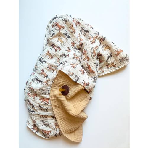Horse Breeds muslin baby blanket - organic quilt - horses ranch western cowboy pony horseback nursery - gender neutral boy baby shower gift