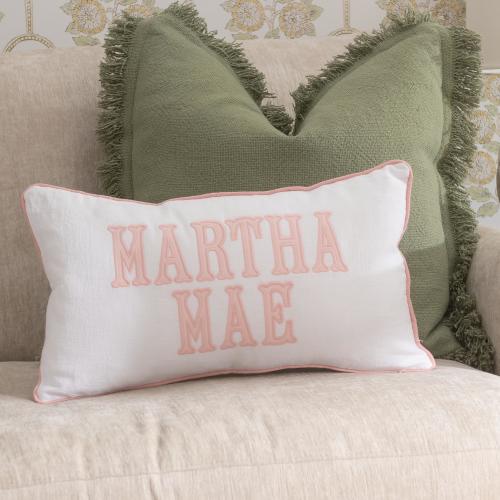 12x20 in Personalized Applique Name and Monogram Pillow Cover