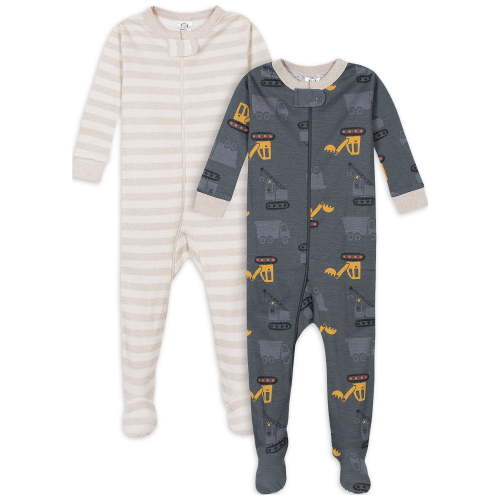 Gerber Baby & Toddler Neutral Snug Fit Footed Cotton Pajamas, 2-Pack, Sizes 0/3 Months - 5T