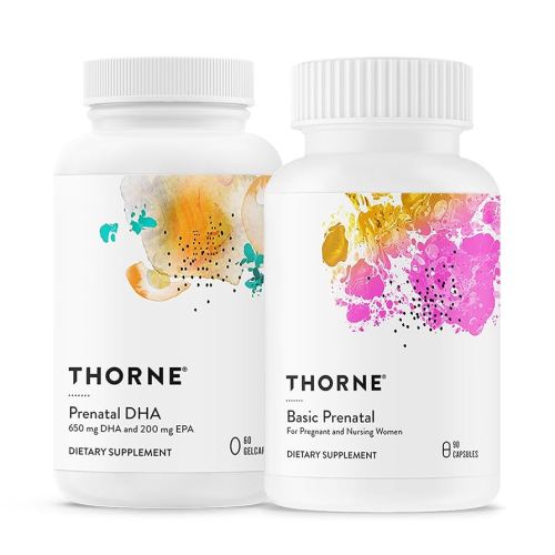 THORNE - Comprehensive Prenatal Bundle: Women's Basic Prenatal Multi & DHA - Baby’s Brain, Health Support - 30 Servings