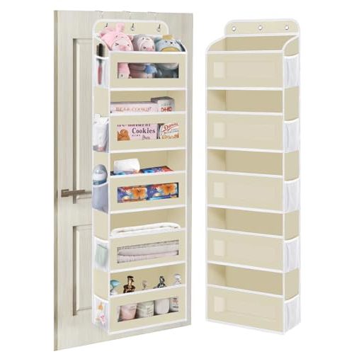 KYEVIS Over The Door Organizer, 5 Shelves Closet Door Hanging Organizer with 10 Mesh Pockets, Nursery Closet Organizer, Baby Essentials, Dorm Room Essentials for Girls