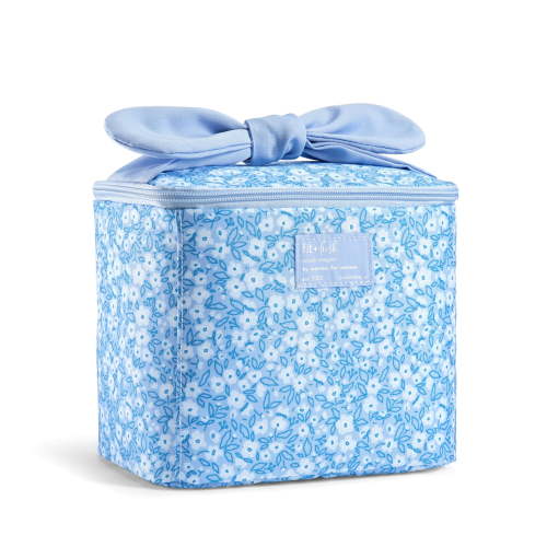Fit & Fresh Luna Insulated Lunch Bag for Girls, Blue Floral with Bow Handle
